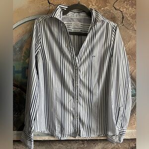 Paul & Shark Women’s Compact Stretch Striped Open Collared Button-down Blouse